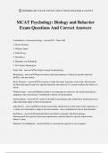 MCAT Psychology: Biology and Behavior Exam Questions And Correct Answers