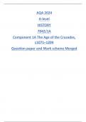 AQA 2024 A-level HISTORY 7042/1A Component 1A The Age of the Crusades, c1071–1204 Question paper and Mark scheme Merged