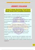 Jersey College Sociology Final Exam Study Guide with Complete Solutions