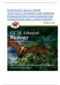 GCSE EDEXCEL BIOLOGY EXAM 2024/2025 | ACCURATE AND VERIFIED EXAM QUESTIONS AND ANSWERS FOR GUARANTEED PASS | LATEST UPDATE