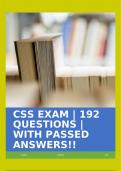 CSS EXAM | 192 QUESTIONS | WITH PASSED ANSWERS!!