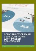 CCMC PRACTICE EXAM | 100 QUESTIONS | WITH PASSED SOLUTIONS!!