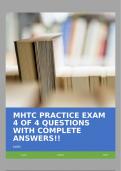 MHTC PRACTICE EXAM 4 OF 4 QUESTIONS WITH COMPLETE ANSWERS!!