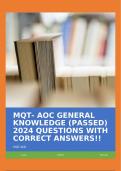 MQT- AOC GENERAL KNOWLEDGE (PASSED) 2024 QUESTIONS WITH CORRECT ANSWERS!!