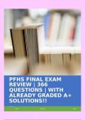 PFHS FINAL EXAM REVIEW | 366 QUESTIONS | WITH ALREADY GRADED A+ SOLUTIONS!!