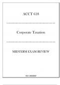 (LU) ACCT 618 Corporate Taxation - Midterm Exam Review 20242025.