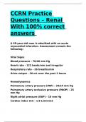 CCRN Practice Questions – Renal With 100- correct answers.