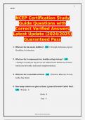 NCEP Certification Study Guide Questions with Correct Verified Answers Latest Update (2024/2025) Guaranteed Pass