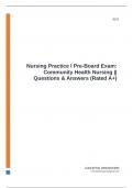 Nursing Practice I Pre-Board Exam: Community Health Nursing || Questions & Answers (Rated A+)