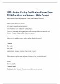 ISSA - Indoor Cycling Certification Course Exam 2024 Questions and Answers 100% Correct