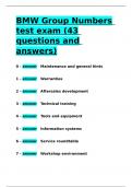 BMW Group Numbers test exam (43 questions and answers)