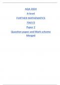 AQA 2024 A-level FURTHER MATHEMATICS 7367/2 Paper 2 Question paper and Mark scheme Merged