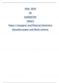 AQA 2024 AS CHEMISTRY 7404/1 Paper 1 Inorganic and Physical Chemistry Question paper and Mark scheme