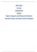 AQA 2024 A-level CHEMISTRY 7405/2 Paper 2 Organic and Physical Chemistry Question Paper and Mark scheme Merged