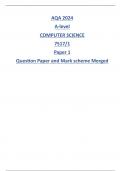 AQA 2024 A-level COMPUTER SCIENCE 7517/1 Paper 1 Question Paper and Mark scheme Merged