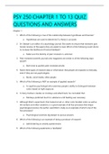 PSY 250 CHAPTER 1 TO 13 QUIZ  QUESTIONS AND ANSWERS