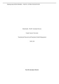 NUR 550 Topic 6 Assignment; Benchmark - Part B; Literature Review -Translational Research and Population Health Management: Grand Canyon University