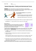 Gizmo- Student Exploration: SCH 4U1 Polarity and Intermolecular Forces Sheet( Complete Solution Rated A)