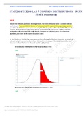 STAT 200 STAT200 LAB 7 COMMON DISTRIBUTIONS - PENN STATE (Answered)