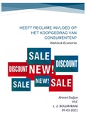 Economie Verslag (HEEFT RECLAME INVLOED OP HET KOOPGEDRAG VAN CONSUMENTEN? )