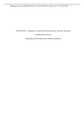 NR 504 Week 7 Assignment: Leadership Style and Change Advocacy Statement Chamberlain University Leadership and Nursing Practice: Role Development  