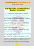 BTE 450 Quizzes Final Exam Practice Questions and Answers