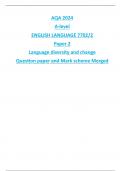 AQA 2024 A-level ENGLISH LANGUAGE 7702/2 Paper 2 Language diversity and change Question paper and Mark scheme Merged