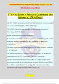 BTE 450 Exam 1 Practice Questions and Answers (100% Pass)