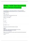 COSC 1436 Test Questions with Correct Answers