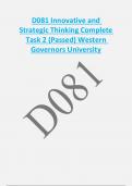 D081 Innovative and Strategic Thinking Complete Task 2 (Passed) Western Governors University