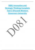 D081 Innovative and  Strategic Thinking Complete  Task 2 (Passed) Western  Governors University