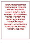 IICRC WRT 2023/ 2024 TEST QUESTIONS AND COMPLETE WELL EXPLAINED 100% CORRECT ANSWERS  WITH RATIONALES ALREADY PASSED  VERIFIED BY EXPERTS AND GRADED A+  LATEST 2024 VERSION WITH 100% GUARANTEED SUCCESS AFTER DOWNLOAD (ALL YOU NEED TO PASS YOUR EXAMS)