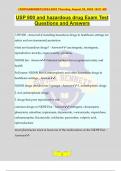 USP 800 and hazardous drug Exam Test Questions and Answers