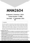 MNM2604 Assignment 2 (ANSWERS) Semester 2 2024 - DISTINCTION GUARANTEED