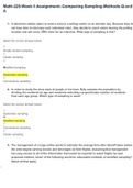 MATH 225N WEEK 1 ASSIGNMENT COMPARING SAMPLING METHODS ANSWERS