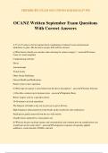 OCANZ Written September Exam Questions With Correct Answers