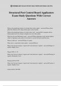 Structural Pest Control Board Applicators Exam Study Questions With Correct Answers