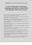 Tennessee Department of Agriculture: Ornamental and Turf Pest Control TEST 1 Exam Questions With Correct Answers