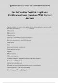 North Carolina Pesticide Applicator Certification Exam Questions With Correct Answers