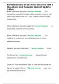 Fundamentals of Network Security Test 1 Questions and Answers (Latest Update 2024)