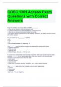 COSC 1301 Access Exam Questions with Correct Answers