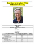 Total Knee Arthroplasty (TKA) UNFOLDING Reasoning,John Roberts is a 68-year-old Caucasian male who is 6 feet tall (180 cm) and weighs 260 lbs. (118.2 kg) (35.3 BMI). He has a history of diabetes, hypertension, and hyperlipidemia and smokes one pack per da