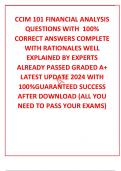 CCIM 101 FINANCIAL ANALYSIS QUESTIONS WITH  100% CORRECT ANSWERS COMPLETE WITH RATIONALES WELL EXPLAINED BY EXPERTS ALREADY PASSED GRADED A+ LATEST UPDATE 2024 WITH 100%GUARANTEED SUCCESS AFTER DOWNLOAD (ALL YOU NEED TO PASS YOUR EXAMS)