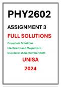 PHY2602 Assignment 3 Complete Solutions UNISA 2024 Due date  25 September 2024 Electricity and Magnetism 