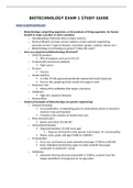 Biotechnology: Exam 1 Study Guide