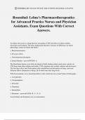 Rosenthal: Lehne's Pharmacotherapeutics for Advanced Practice Nurses and Physician Assistants. Exam Questions With Correct Answers.