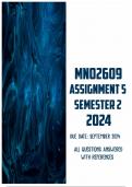 MNO2609 Assignment 5 Semester 2 2024 | Due September 2024