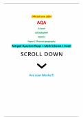 Official June 2024 AQA A-level GEOGRAPHY 7037/1 Paper 1 Physical geography Merged Question Paper + Mark Scheme + Insert