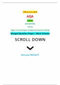 Official June 2024 AQA A-LEVEL ACCOUNTING 7127/2 Paper 2 Accounting for analysis and decision-making Merged Question Paper + Mark Scheme