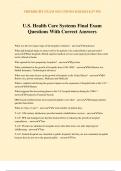 U.S. Health Care Systems Final Exam Questions With Correct Answers